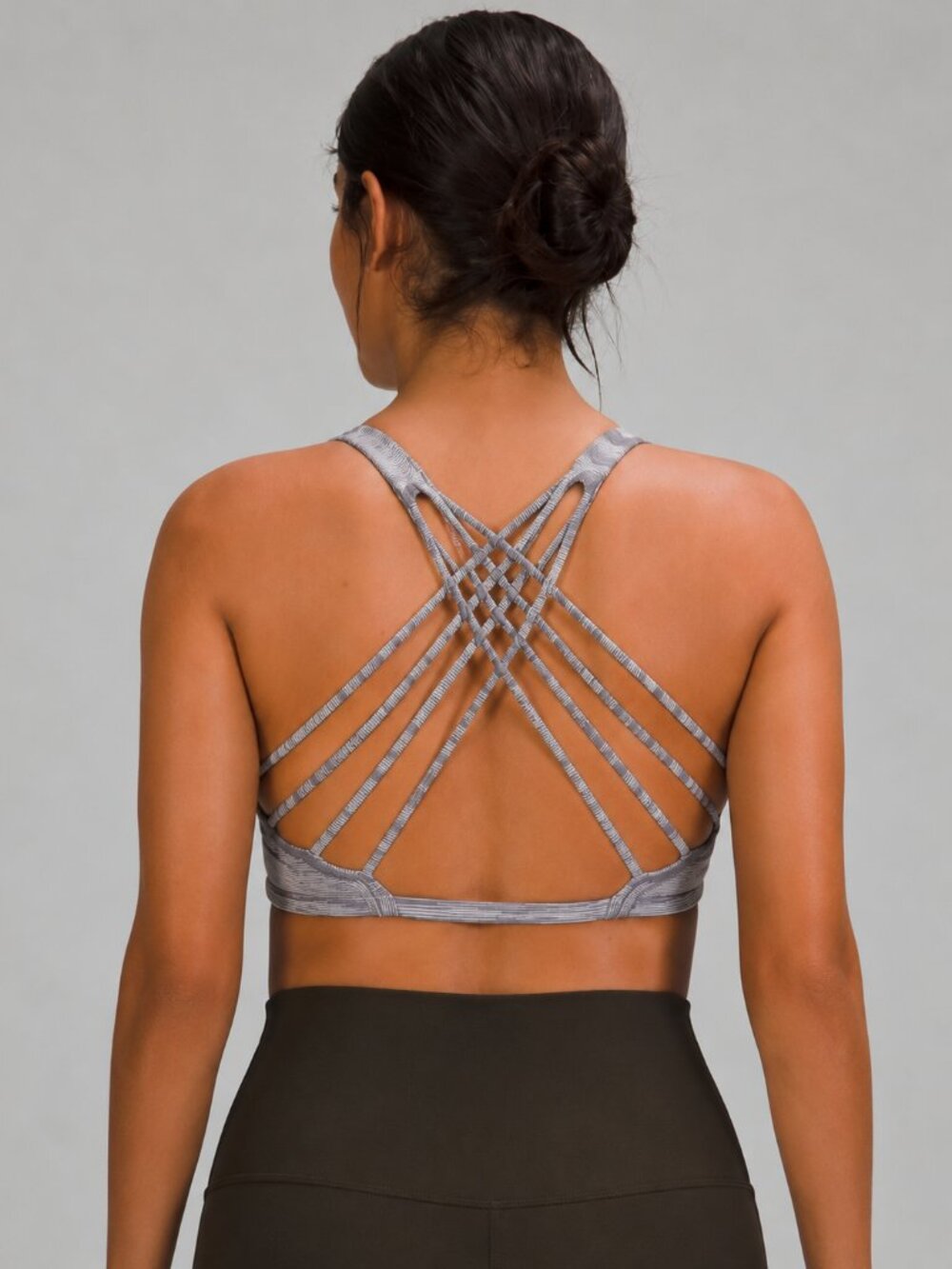 Lululemon Free to be Wild Strappy Sports Bra Striped Purple & Gray Size 6